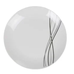 Assiette à dessert ronde blanche lignes gris noir Ø19cm