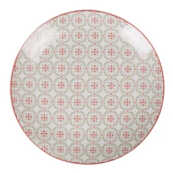 Assiette à dessert ronde motif carreau de ciment rouge gris Ø19cm