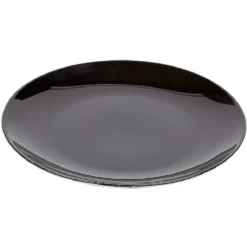 Assiette à dessert ronde noir décor marbre gris Ø20cm
