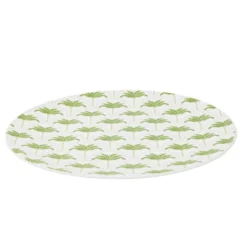 Assiette à dessert ronde plastique motif palmier blanc et vert Ø20cm