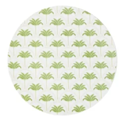 Assiette à dessert ronde plastique motif palmier blanc et vert Ø20cm