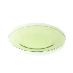 Assiette à dessert ronde verre vert bord blanc Ø20cm