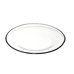 Assiette à dessert ronde verre transparent bord noir Ø20cm
