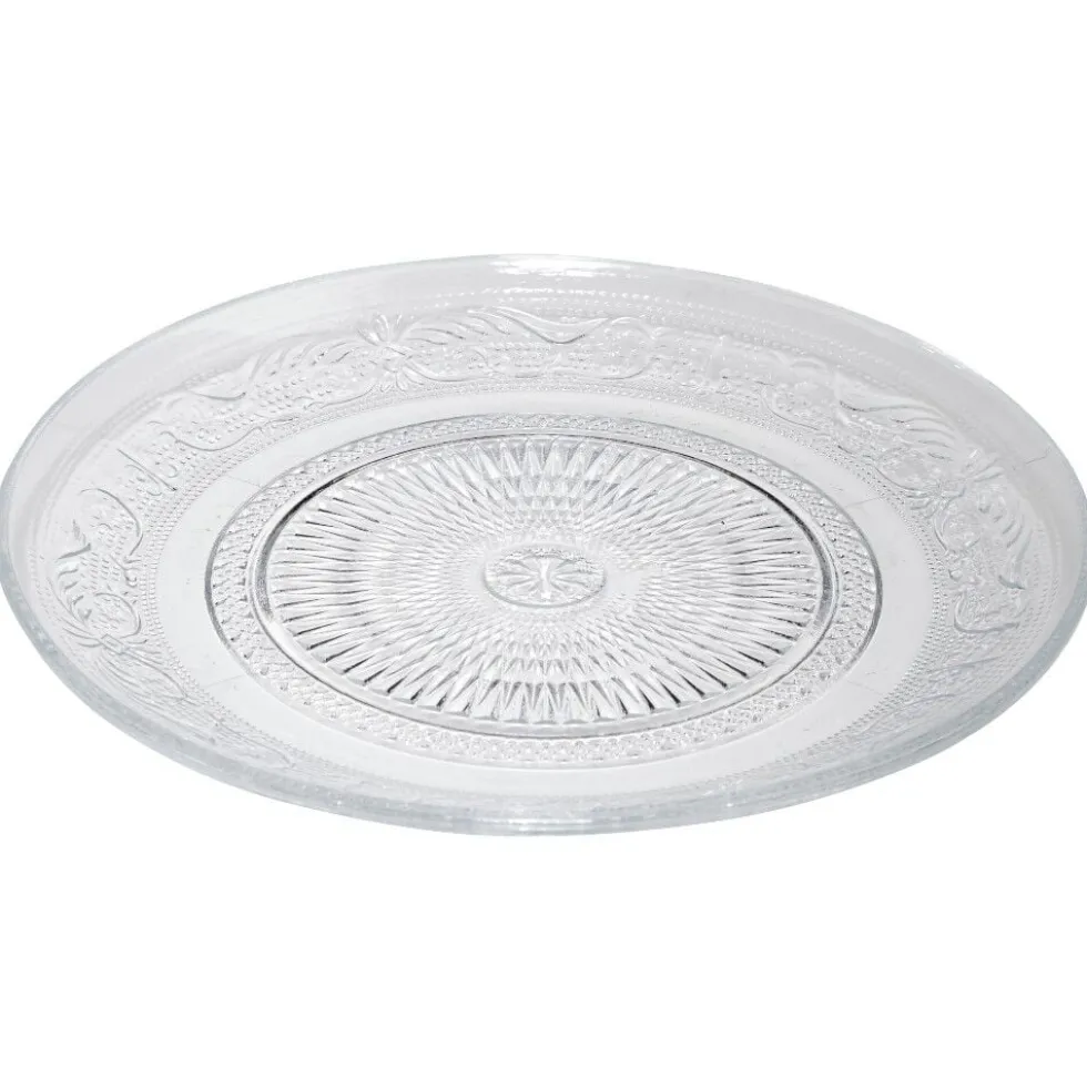 Assiette à dessert ronde verre transparente ciselée Ø19.5cm