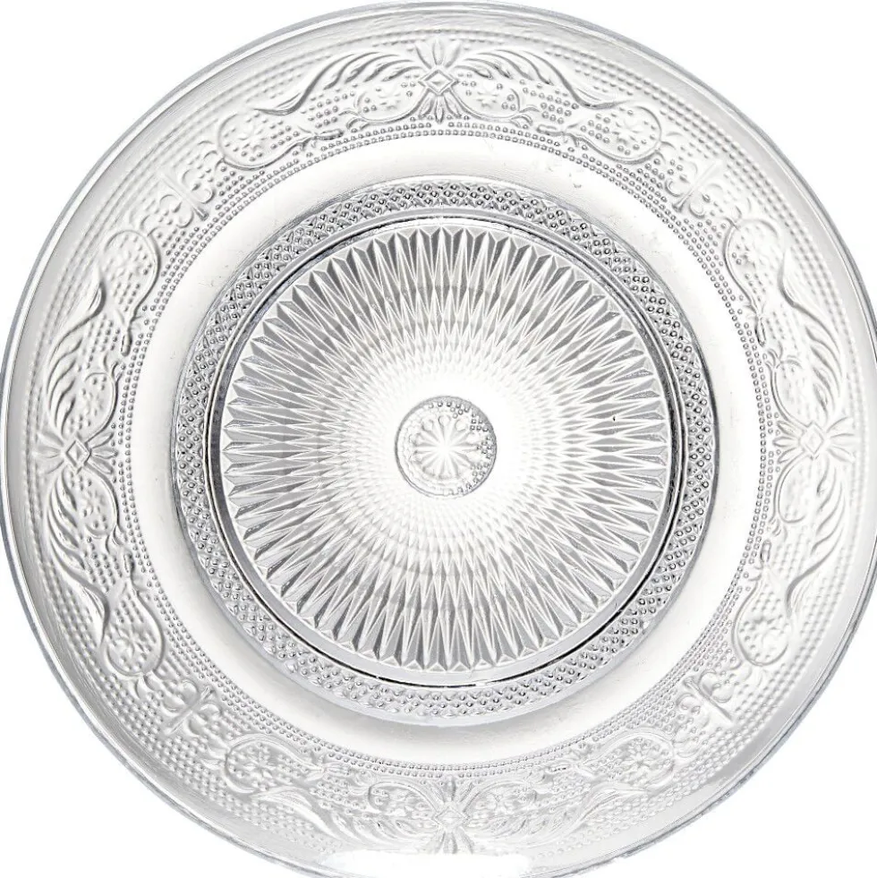 Assiette à dessert ronde verre transparente ciselée Ø19.5cm