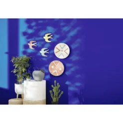 Assiette murale ronde motif géométrique en mdf