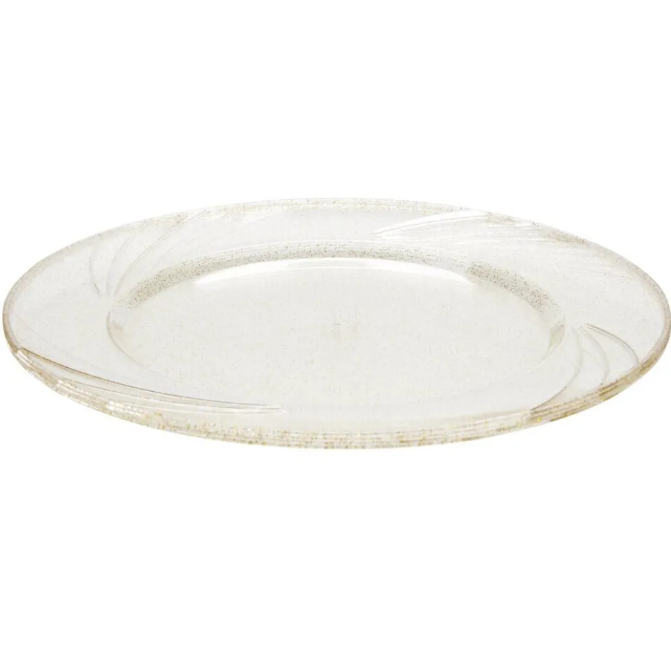 Assiette plastique réutilisable x4 pailletée dorée Ø26cm