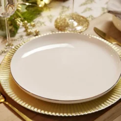 Assiette plate blanche bordure dorée Ø27cm
