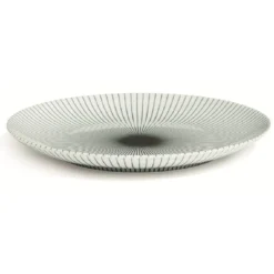 Assiette plate blanche décor rayon noir Ø26.5cm
