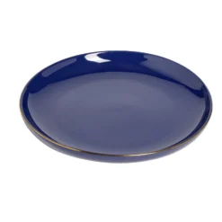 Assiette plate bleue bordure dorée Ø27cm