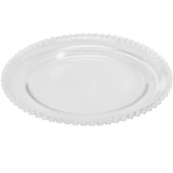 Assiette plate céramique transparente bord perle Ø26,5cm