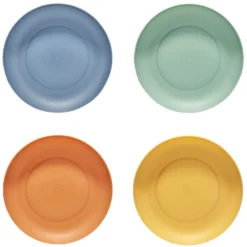 Assiette plate en plastique coloré x4 Ø20cm