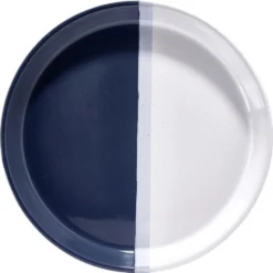 Assiette plate faïence blanc et gris Ø26cm