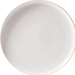 Assiette plate faïence gris bord liseré crème Ø27cm