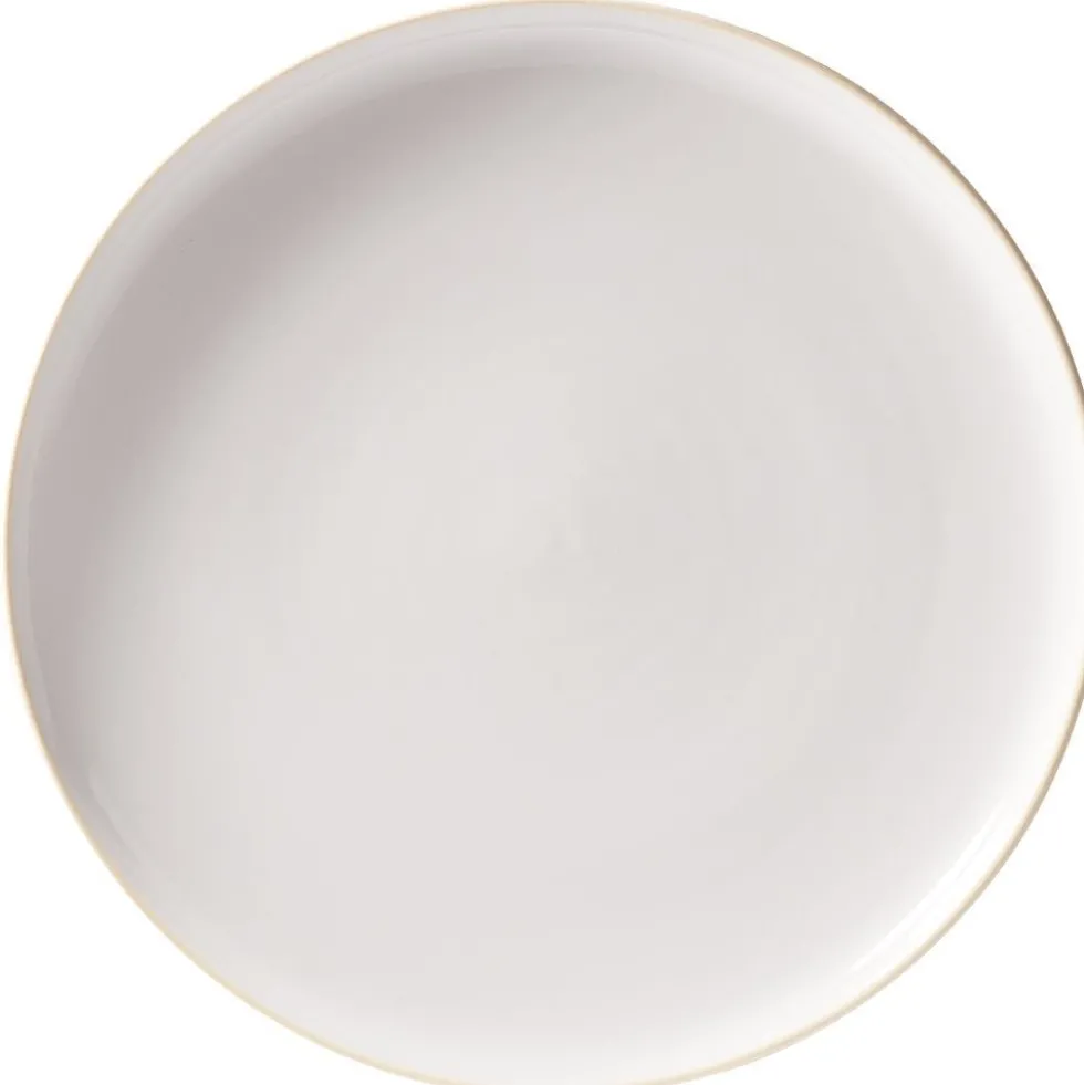 Assiette plate faïence gris bord liseré crème Ø27cm