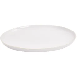 Assiette plate faïence gris bord liseré crème Ø27cm