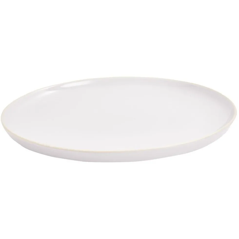 Assiette plate faïence gris bord liseré crème Ø27cm