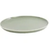 Assiette plate faïence vert bord liseré crème Ø27cm