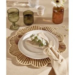 Assiette plate forme organique grès blanche Ø26cm