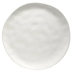 Assiette plate forme organique grès blanche Ø26cm