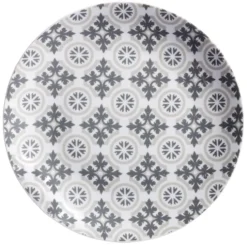 Assiette plate motif carreau de ciment gris Ø26cm