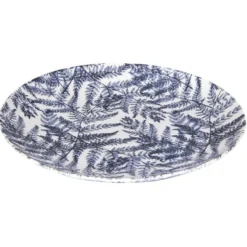 Assiette plate motif feuillage bleu et blanc Ø26.5cm