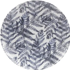 Assiette plate motif feuillage bleu et blanc Ø26.5cm