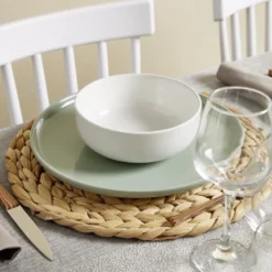 Assiette plate Oslo en grès vert Ø27cm