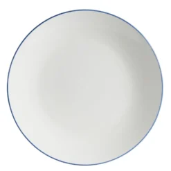 Assiette plate porcelaine blanc liseré bleu foncé Ø26,5cm