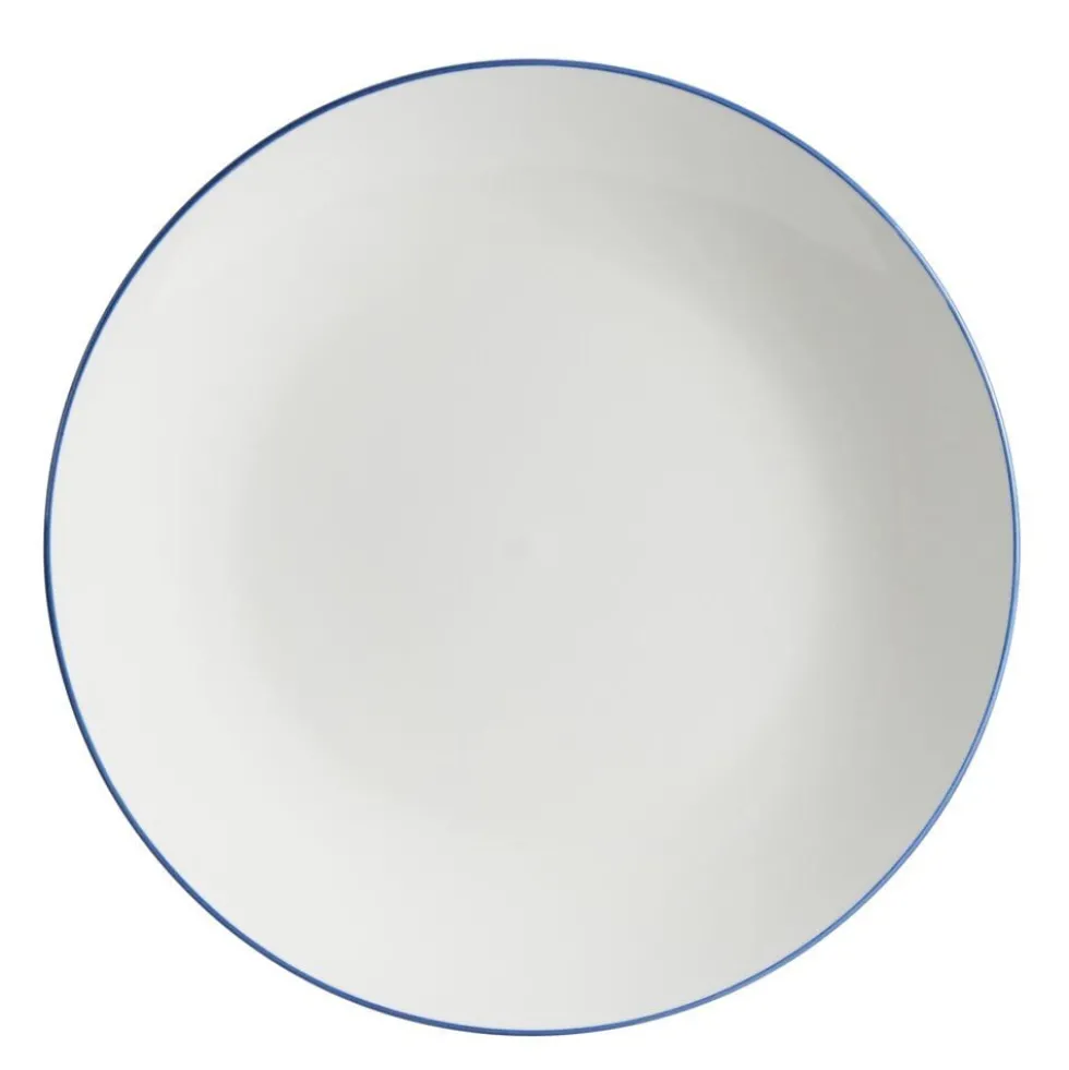 Assiette plate porcelaine blanc liseré bleu foncé Ø26,5cm