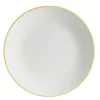 Assiette plate porcelaine blanc liseré jaune Ø26,5cm