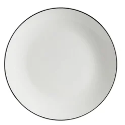 Assiette plate porcelaine blanc liseré noir Ø26,5cm