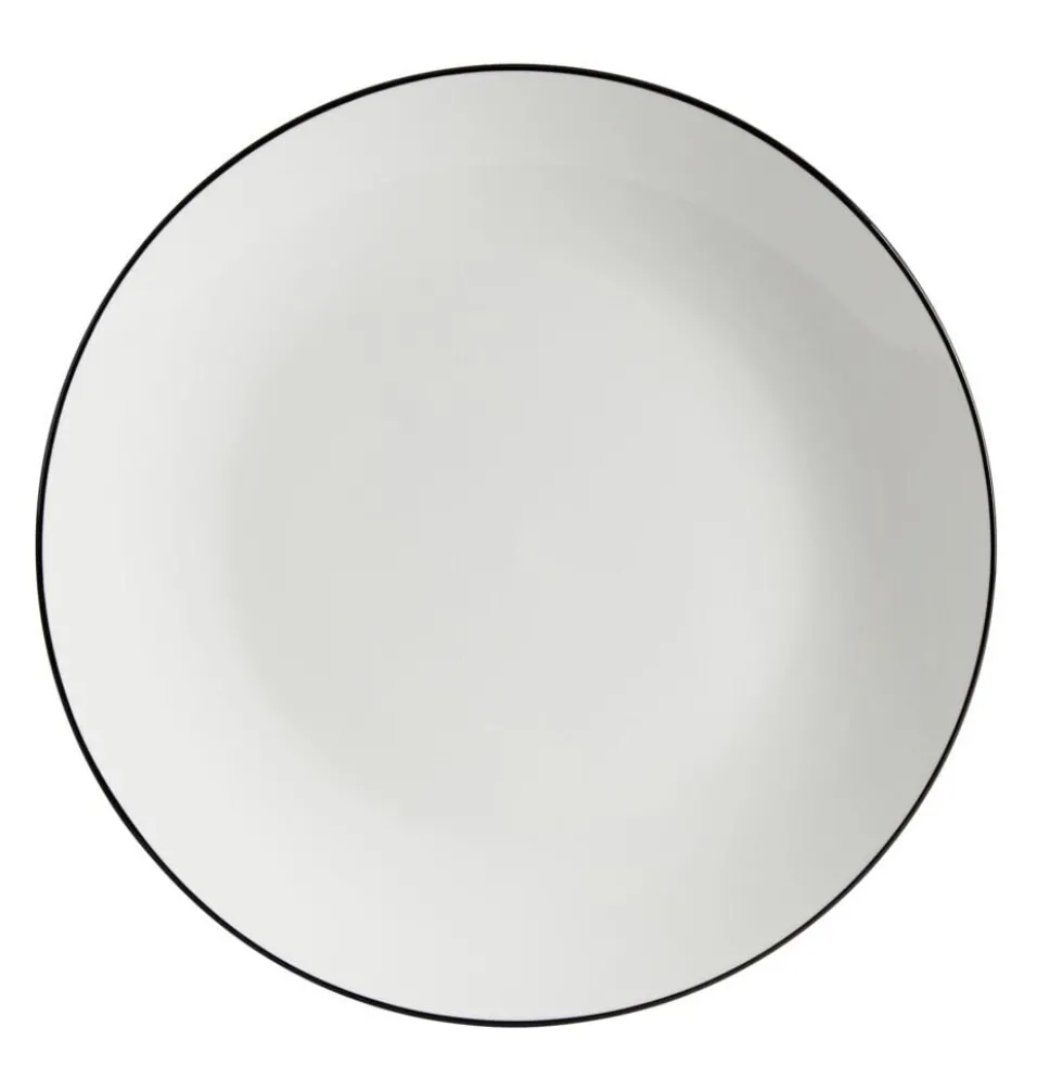 Assiette plate porcelaine blanc liseré noir Ø26,5cm
