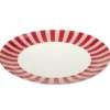 Assiette plate porcelaine motifs noeud et rayures blancs et rouges Ø26,5cm