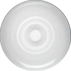 Assiette plate ronde effet relief blanc transparent Ø26,8 cm