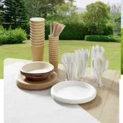 Assiette plate ronde en canne à sucre x12