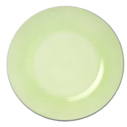 Assiette plate ronde liseré blanc verre transparent vert sauge Ø26cm
