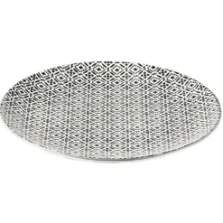 Assiette plate ronde motif géométrique noir et blanc Ø26.5cm (3 modèles)