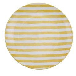 Assiette porcelaine x4 rayures blanches et colorées Ø24cm