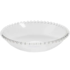 Assiette à soupe céramique transparente bord perle Ø18,5cm