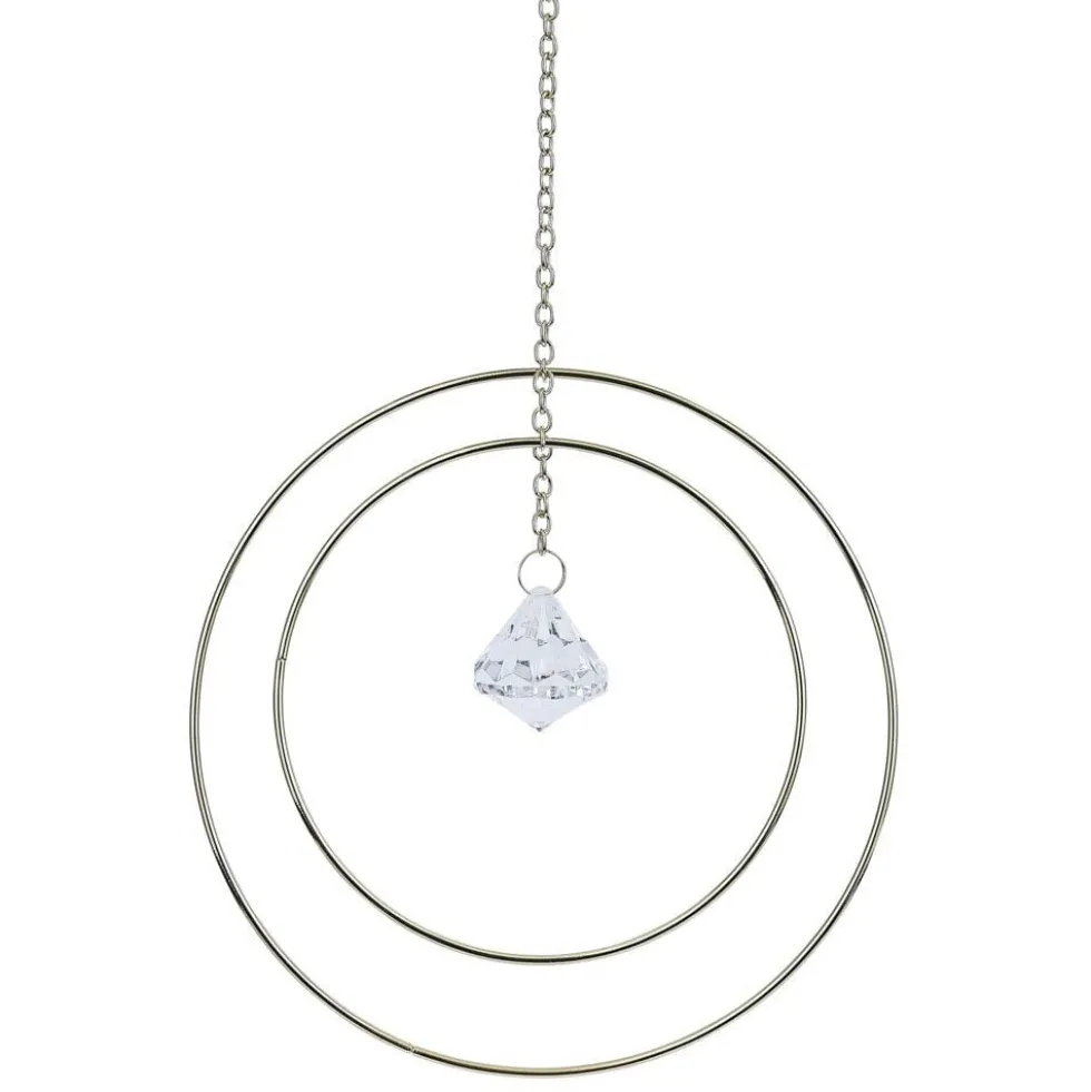 Attrape soleil métal doré pendentif transparent 20x3xH70cm
