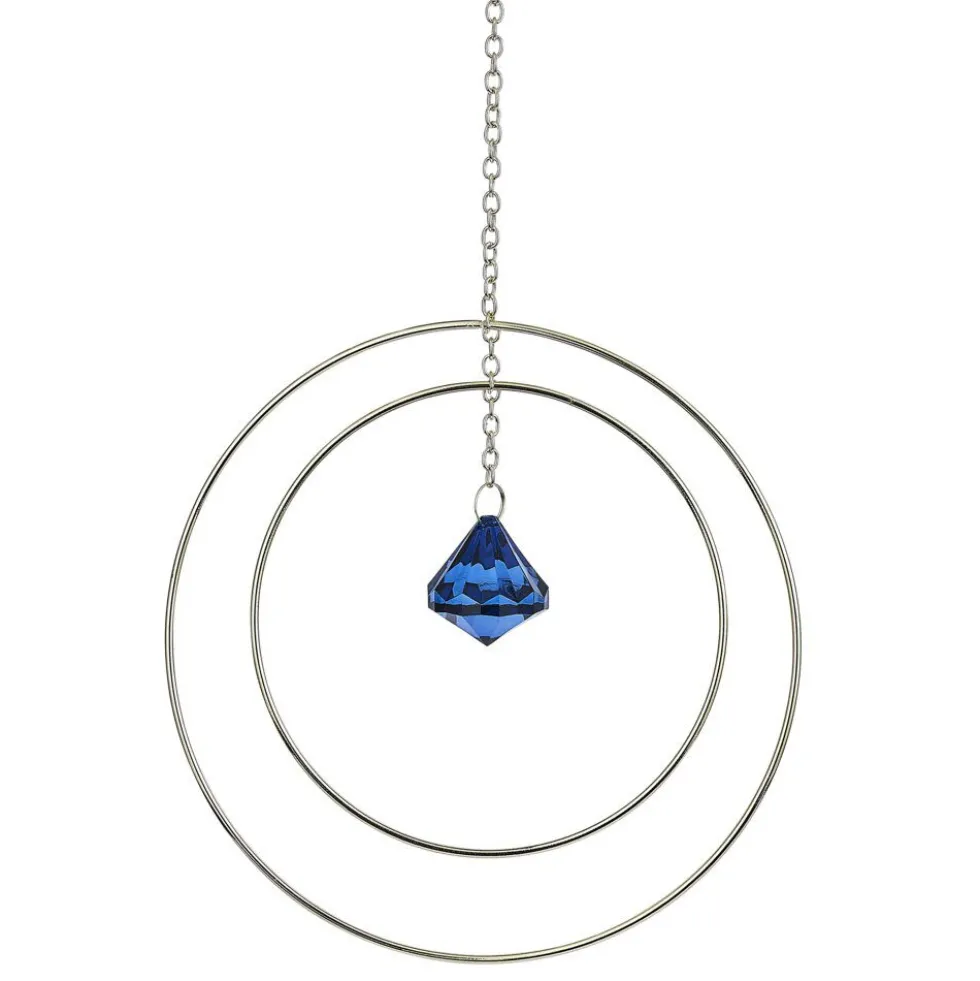 Attrape soleil métal doré pendentif bleu 20x3xH70cm