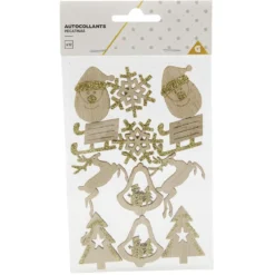 Autocollant bois pailleté argenté x12