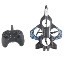 Avion radiocommandé lumineux USB 360° noir et bleu