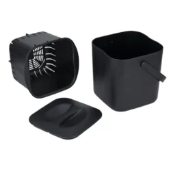 Bac à compost format cuisine 3L avec panier et poignée plastique noir 19x18xH18cm