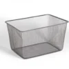 Bac de rangement métal rouge ou gris 41x29,5xH23cm