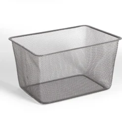 Bac de rangement métal rouge ou gris 41x29,5xH23cm