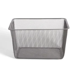 Bac de rangement métal rouge ou gris 41x29,5xH23cm