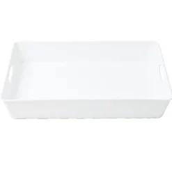 Bac de rangement plastique blanc avec poignée 37,5x26xH6cm