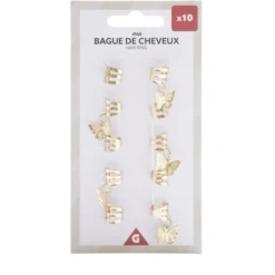 Bague pour cheveux en métal doré 10 pièces